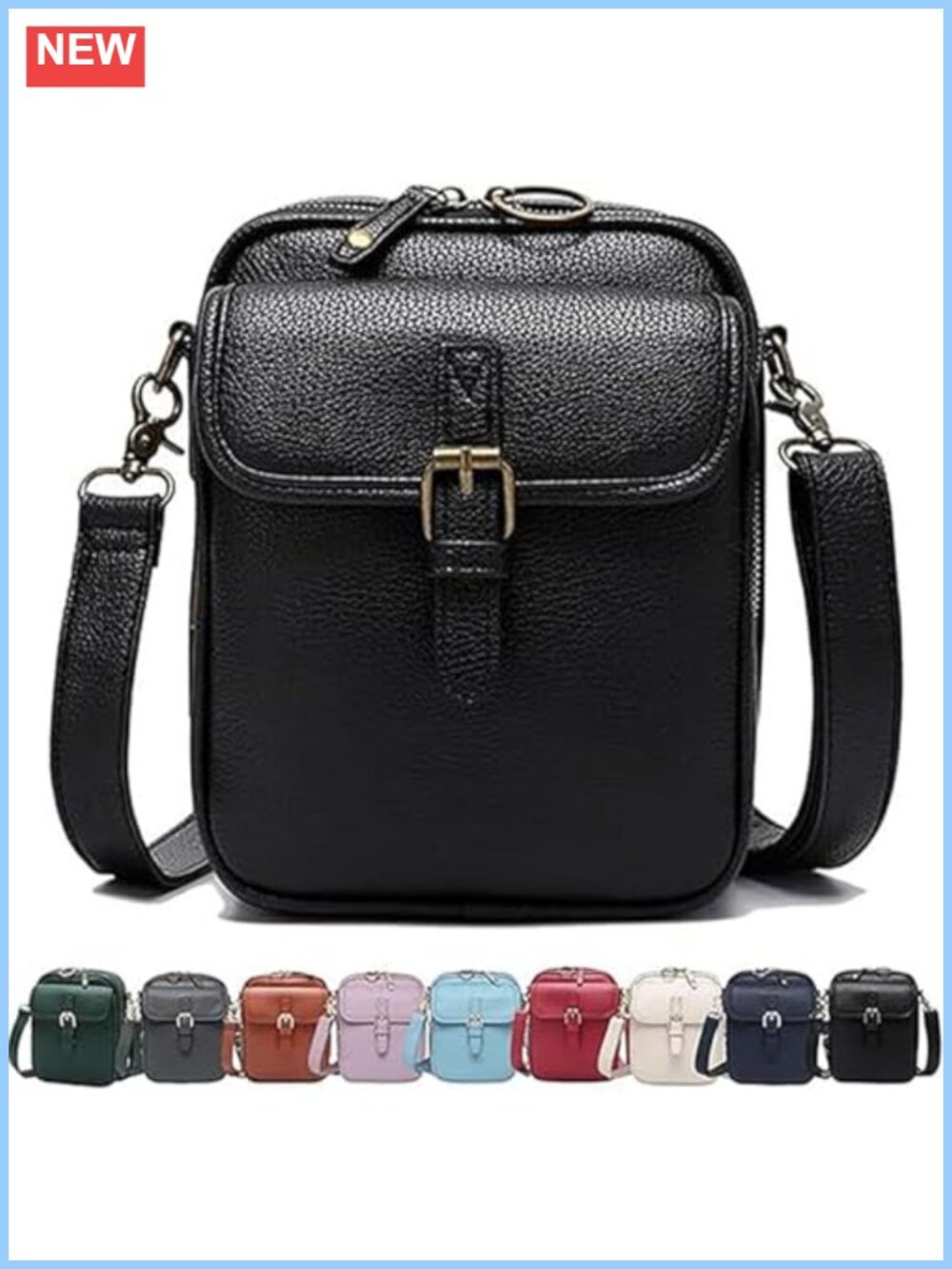 Faux Leather Anti-Theft Crossbody Messenger Bag with Card Slots